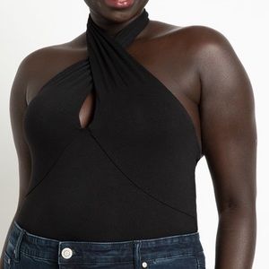 Eloquii Crossover Halter Bodysuit